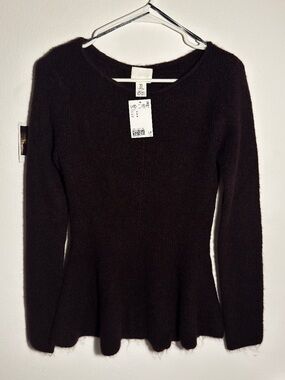 H&M Burgundy Fuzzy Peplum Sweater